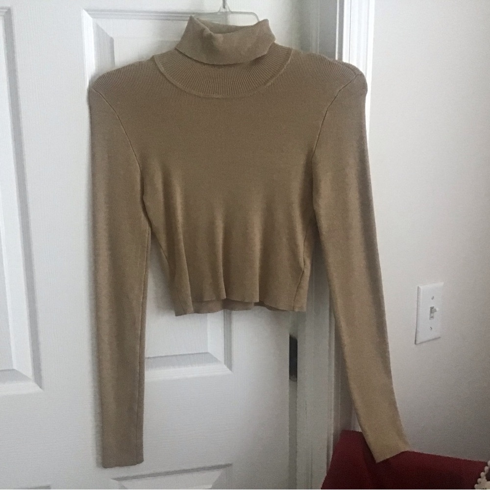 Nwt crop nude tan turtleneck sweater